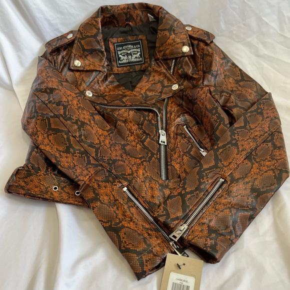 🧡HP🧡Levi’s Faux Leather Snake Belted Motorcycle Jacket - Picture 1 of 4